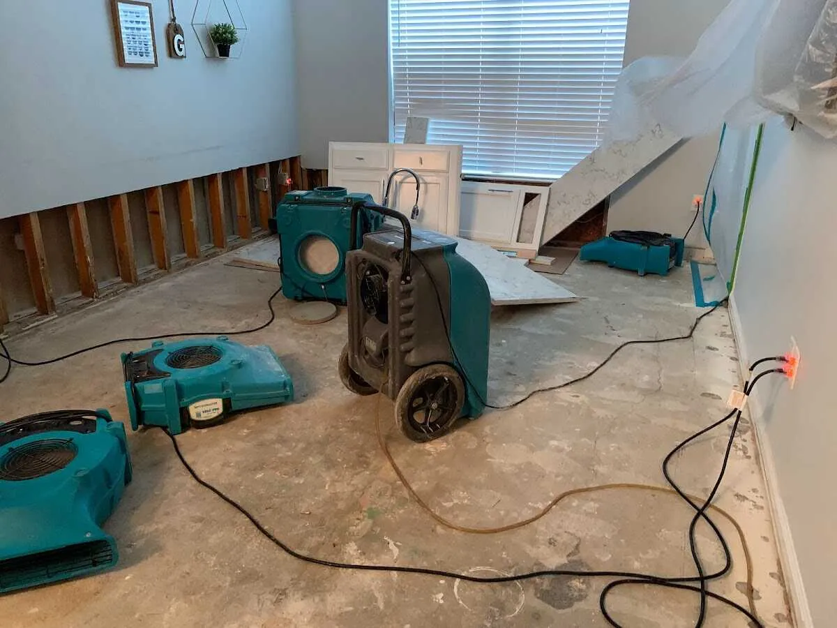 Dehumidifier in flood-cut room for Water Extraction & Removal in Murillo